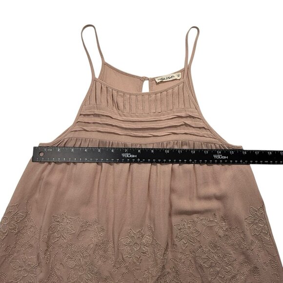 Chloe & Katie Blush Pink Embroidered Tank Top XS Boho Festival Floral Lace Rayon - Picture 5 of 9